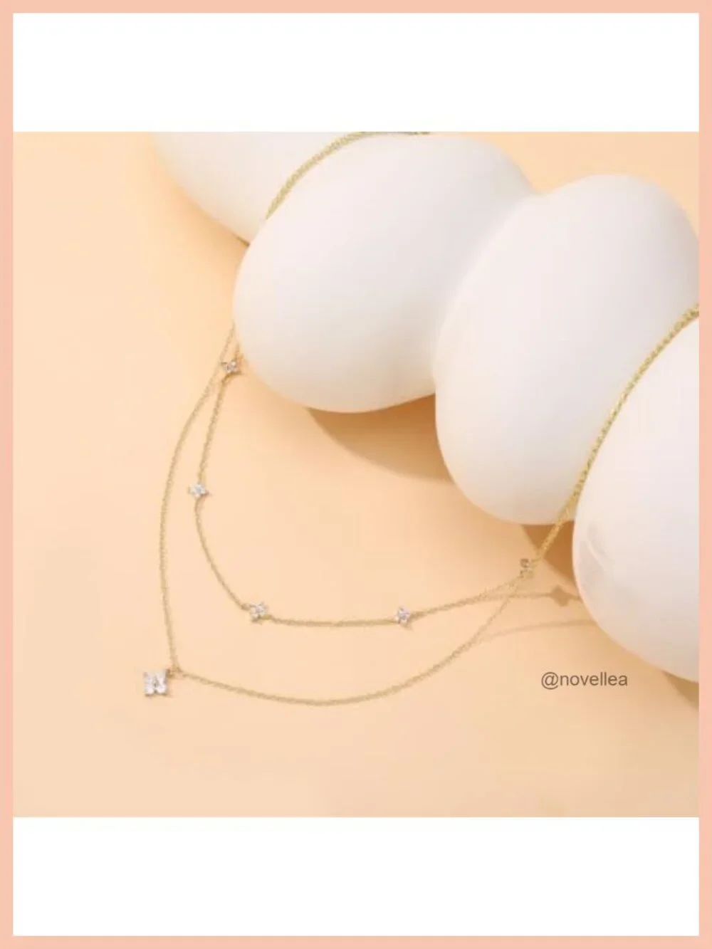 14K Gold Plated Layered Necklace Set Clover Initial Pendant Stackable Dainty